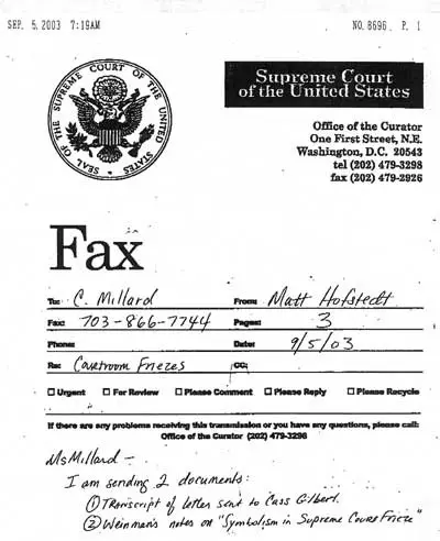 A fax cover sheet with the seal of the supreme court.