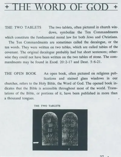A page from the book of ten commandments.
