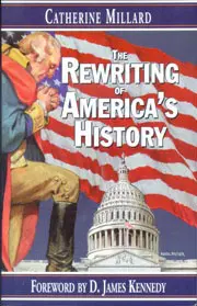 A book cover with an american flag and two men.