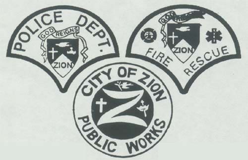 A picture of some badges from the city of zion.